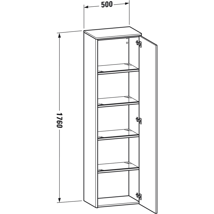 Duravit XSquare Hochschrank wandhängend, Türanschlag rechts