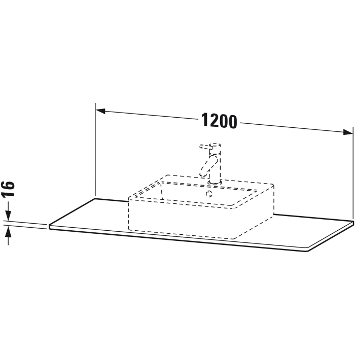 Duravit XSquare Konsole 120 cm, mit einem Ausschnitt
