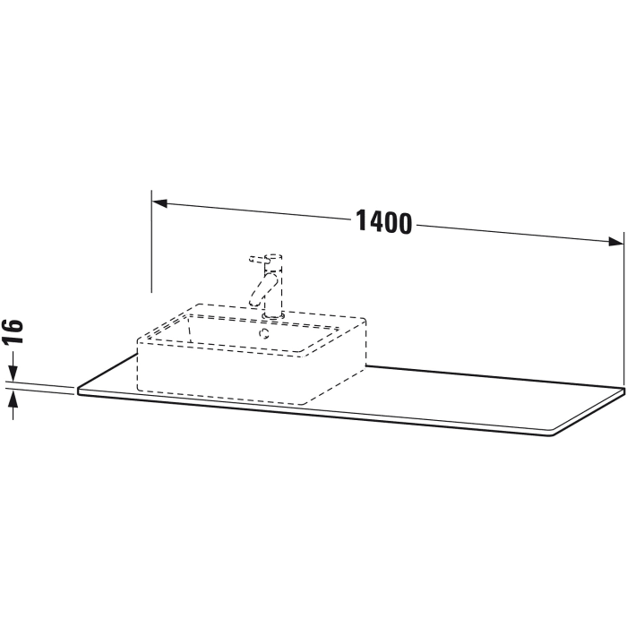 Duravit XSquare Konsole 140 cm, mit einem Ausschnitt links