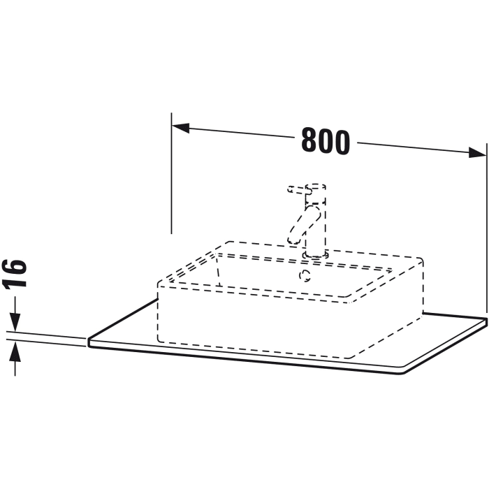 Duravit XSquare Konsole 80 cm, mit einem Ausschnitt
