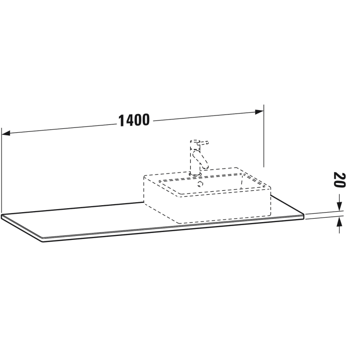 Duravit XSquare Massivholzkonsole 140 cm, mit einem Ausschnitt rechts