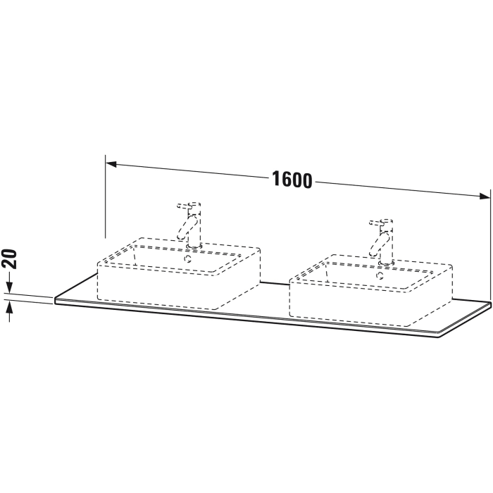Duravit XSquare Massivholzkonsole 160 cm, mit zwei Ausschnitten
