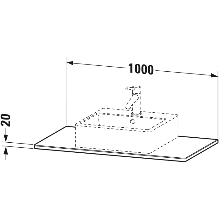 Duravit XSquare Massivholzkonsole 100 cm, mit einem Ausschnitt