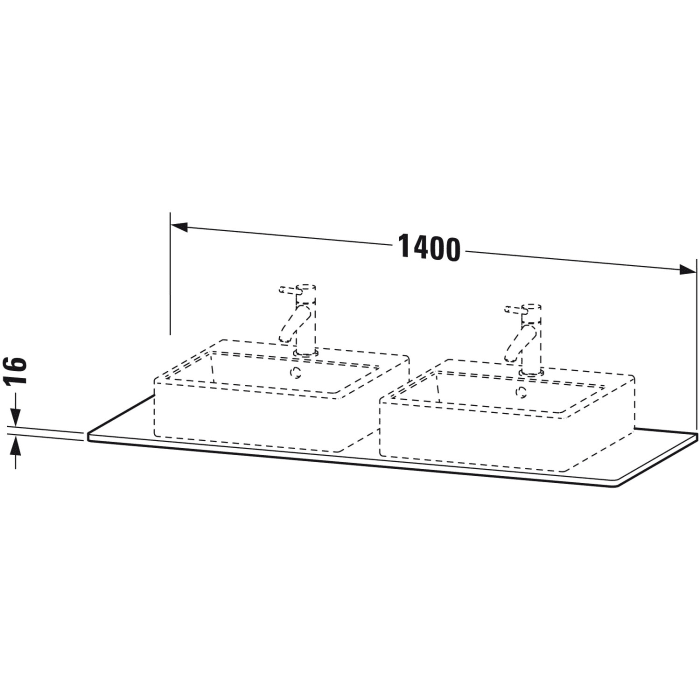 Duravit XSquare Konsole 140 cm, mit zwei Ausschnitten
