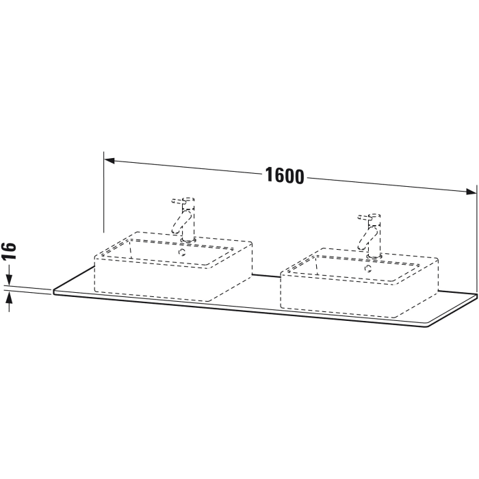 Duravit XSquare Konsole 160 cm, mit zwei Ausschnitten