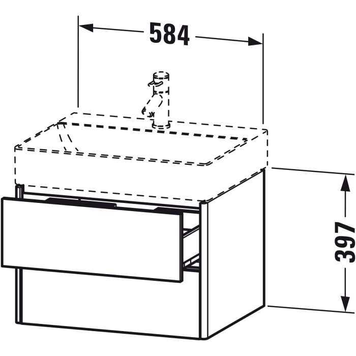 Duravit XSquare Waschtischunterbau wandhängend 58,4 cm, mit 2 Schubkästen