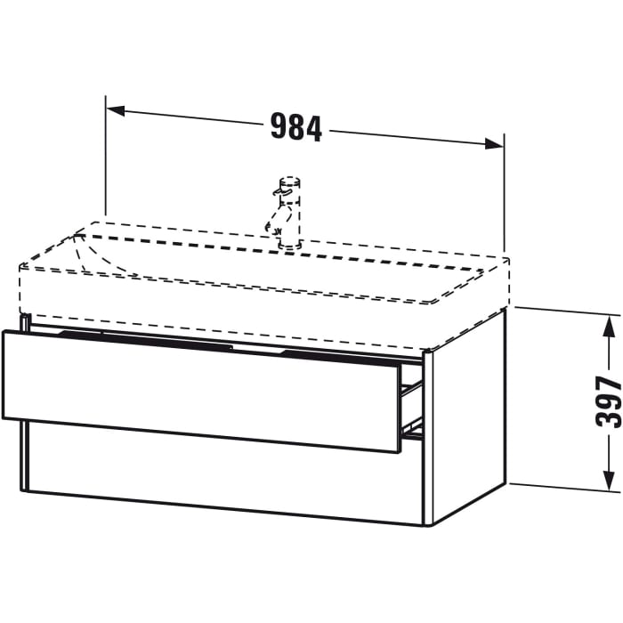 Duravit XSquare Waschtischunterbau wandhängend 98,4 cm, mit 2 Schubkästen