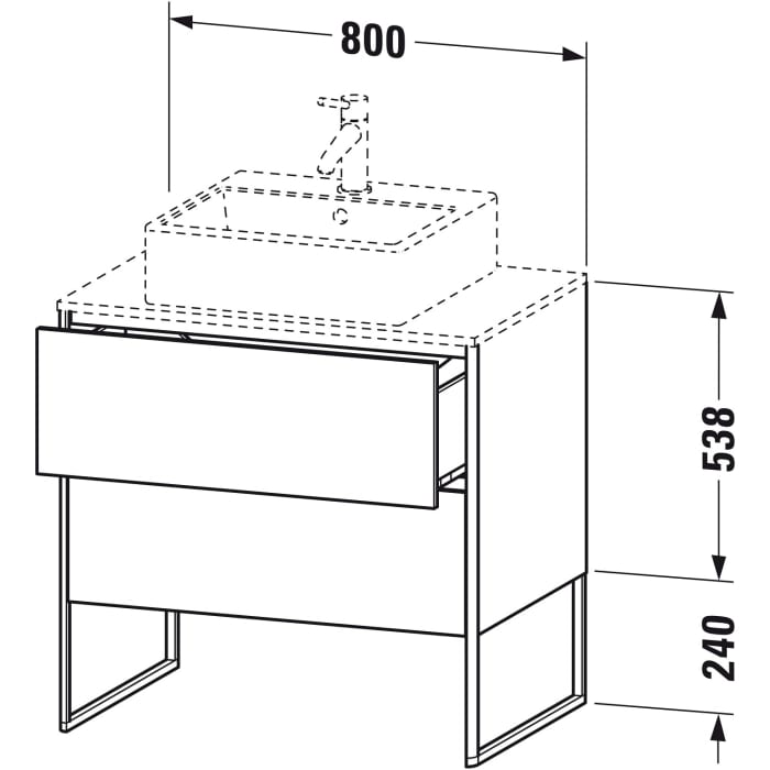 Duravit XSquare Waschtischunterbau für Konsole stehend 80 cm, mit 2 Auszüge