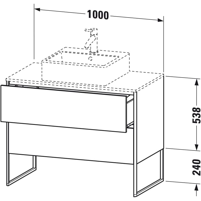 Duravit XSquare Waschtischunterbau für Konsole stehend 100 cm, mit 2 Auszüge