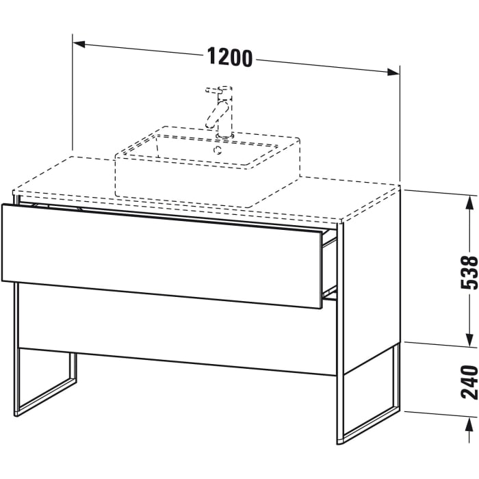 Duravit XSquare Waschtischunterbau für Konsole stehend 120 cm, mit 2 Auszüge
