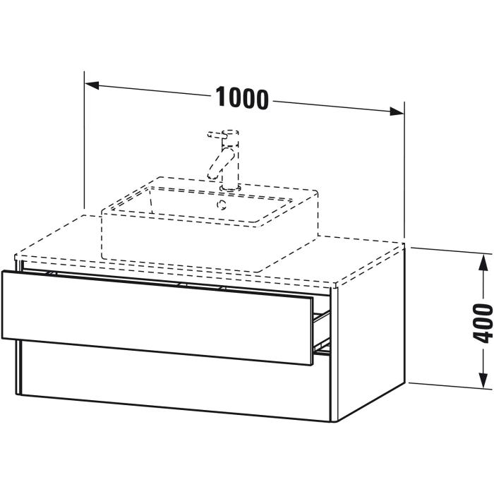 Duravit XSquare Waschtischunterbau für Konsole wandhängend 100 cm, mit 2 Schubladen