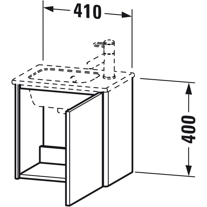 Duravit XSquare Waschtischunterbau wandhängend mit 1 Tür, Türanschlag rechts