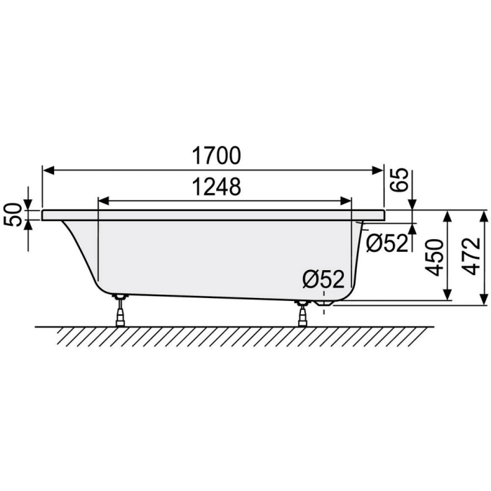 DUSCHOLUX Prime-Line 260 Badewanne 170 x 75 cm