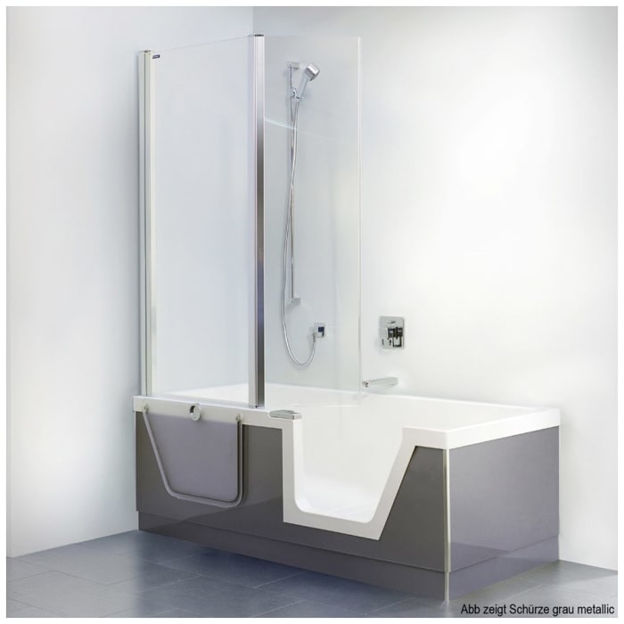 DUSCHOLUX Step-in Pure Badewanne 180 x 80 cm mit integriertem Wasserzulauf, Einstieg rechts