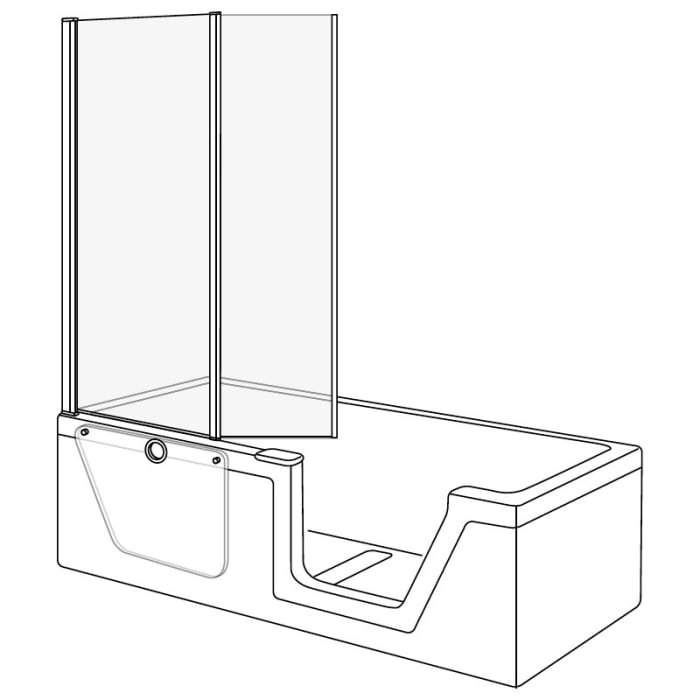 DUSCHOLUX Step-in Pure Faltduschwand 2-teilig, Anschlag links, für 160x75 Badewanne