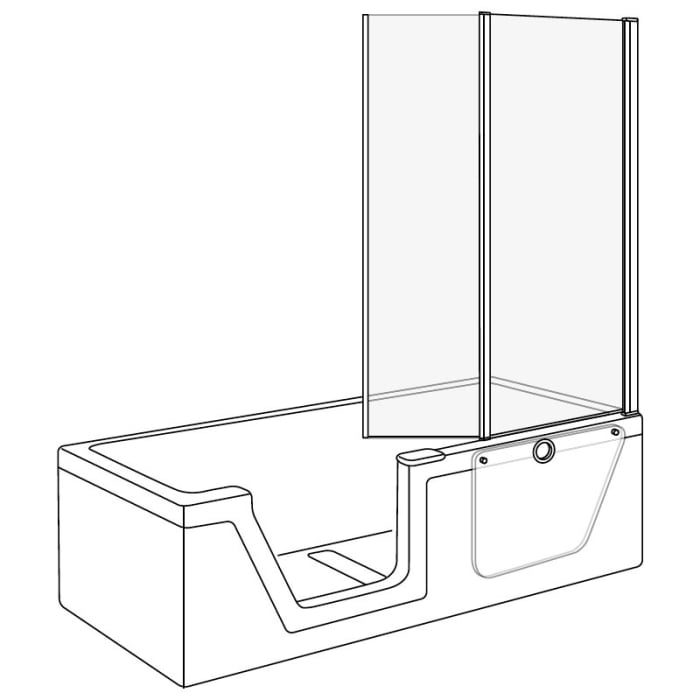 DUSCHOLUX Step-in Pure Faltduschwand 2-teilig, Anschlag rechts, für 160x75 Badewanne