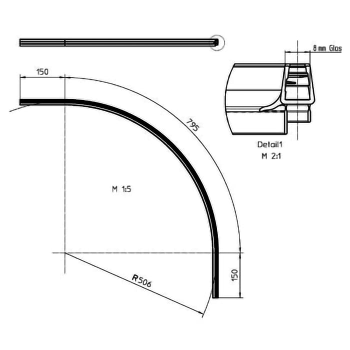 DUSCHOLUX Ersatz-Wasserabweisprofil für gebogene Flügeltüren