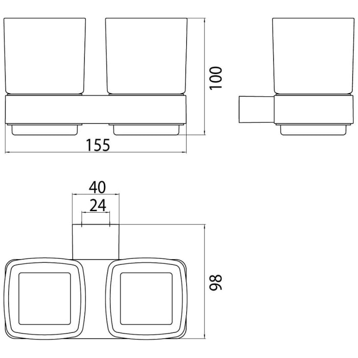 Emco Loft black Doppelglashalter mit Kristallgläsern, satiniert