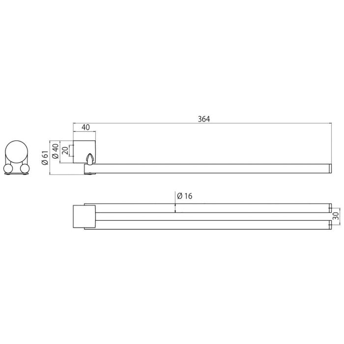 Emco rondo2 Handtuchhalter 36,4 cm