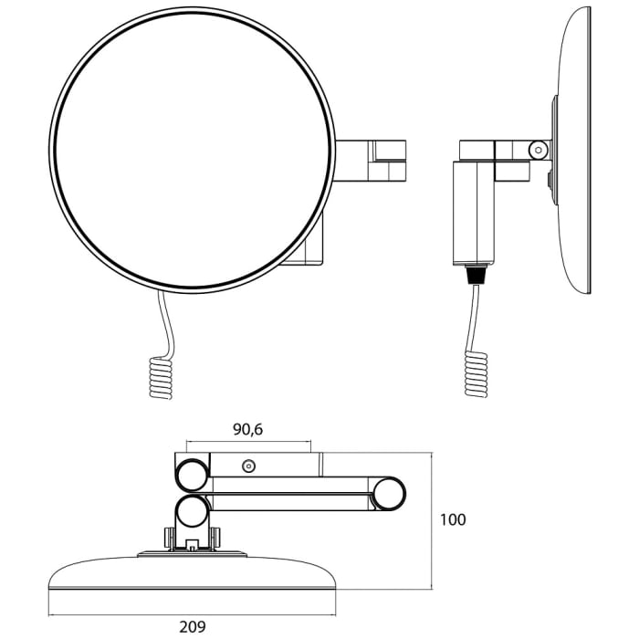 Emco LED Rasier- und Kosmetikspiegel Wandmodell mit 5-fach Vergrößerung
