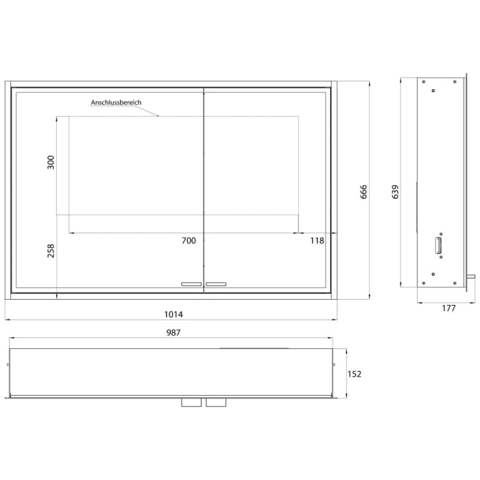 Emco asis prestige 2 LED-Lichtspiegelschrank 101,5 cm, ohne light System, breite Tür links