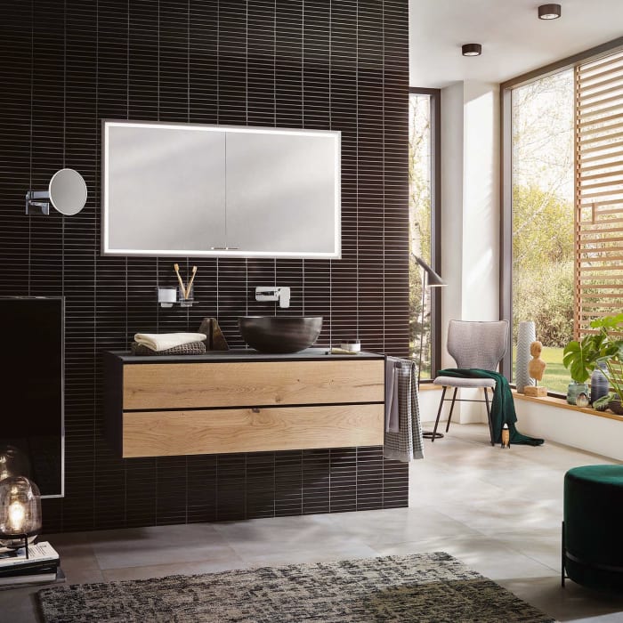 Emco asis prestige 2 LED-Lichtspiegelschrank 91,5 cm, ohne light System, breite Tür rechts