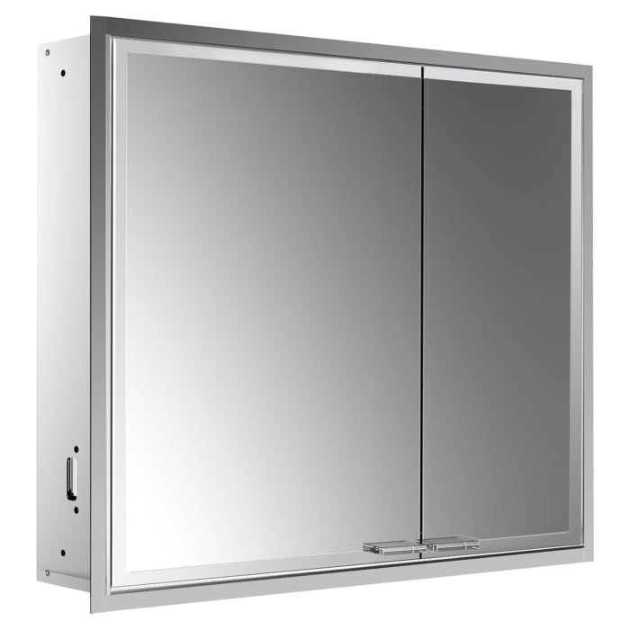 Emco asis prestige 2 LED-Lichtspiegelschrank 81,5 cm, ohne light System, breite Tür links