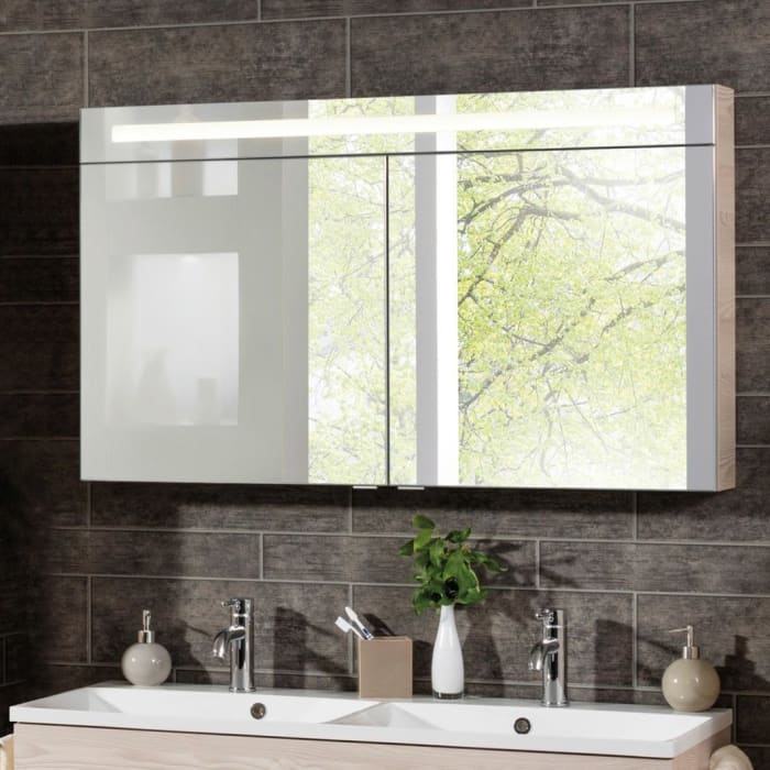 Fackelmann B.clever LED Spiegelschrank 120 cm mit 2 Türen