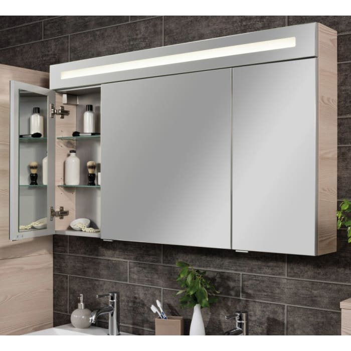 Fackelmann B.clever LED Spiegelschrank 120 cm mit 3 Türen