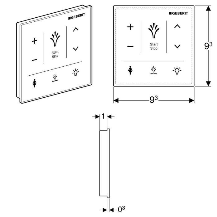 Geberit AquaClean Sela Wandbedienpanel Glas