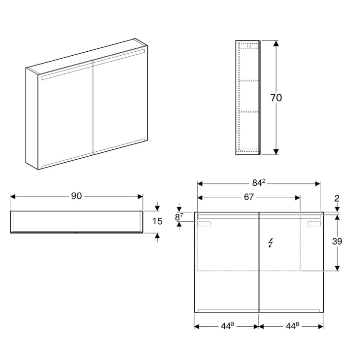 Geberit Option Spiegelschrank mit Beleuchtung 90 cm
