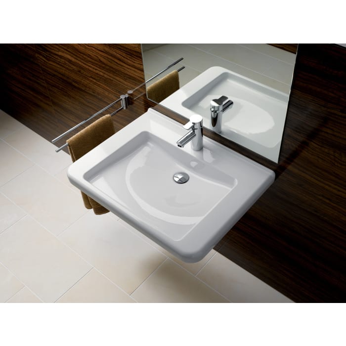 Geberit Renova Comfort Square Waschtisch 65 cm, barrierefrei, ohne Hahnloch und Überlauf