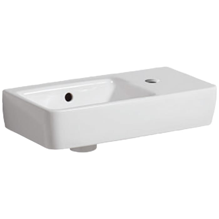 Geberit Renova Compact Handwaschbecken 50 cm, asymmetrisch mit Hahnloch rechts