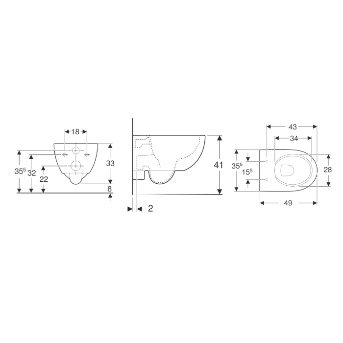 Geberit Renova Compact Wand-WC Tiefspüler