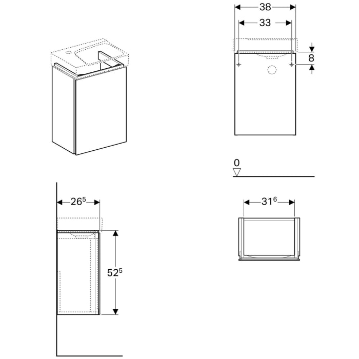 Geberit Xeno² Unterschrank für Handwaschbecken, mit einer Tür