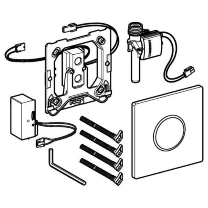 Geberit Urinalsteuerung mit elektronischer Spülauslösung, Netzbetrieb, Typ 10 Abdeckplatte Edelstahl