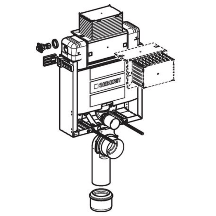 Geberit Kombifix Element für Wand-WC, 82 cm, mit Omega UP-Spülkasten 12 cm, tiefenverstellbar, für Betätigung von oben oder von vorne