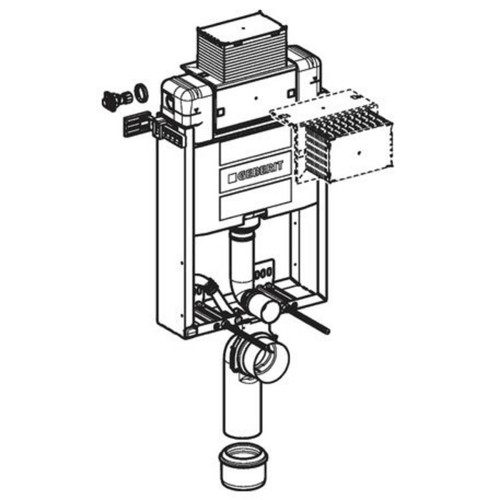 Geberit Kombifix Element für Wand-WC, 98 cm, mit Omega UP-Spülkasten 12 cm, tiefenverstellbar, für Betätigung von oben oder von vorne