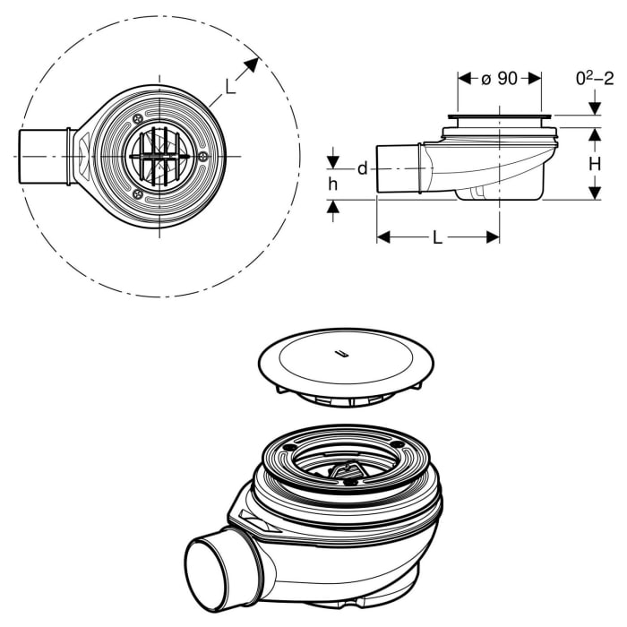 Geberit Ablaufgarnitur für Duschwannen