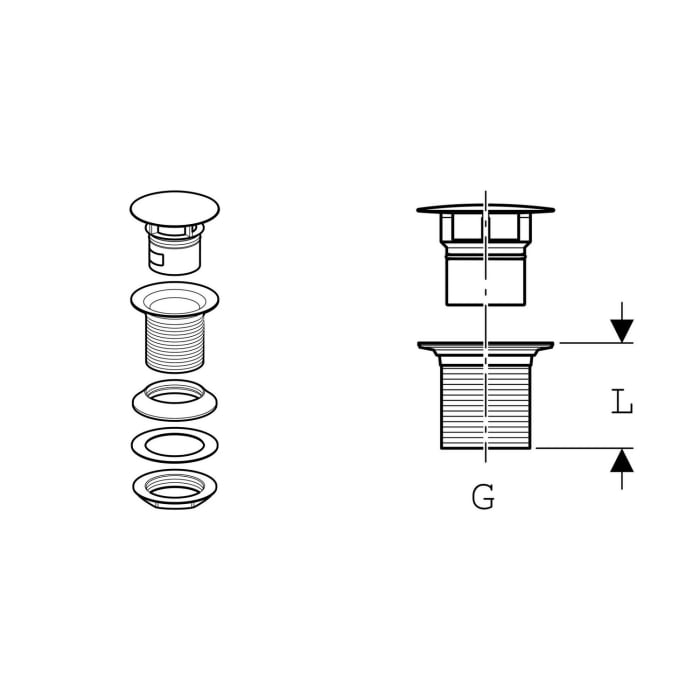 Geberit Ablaufventil, nicht verschließbar, 8 cm