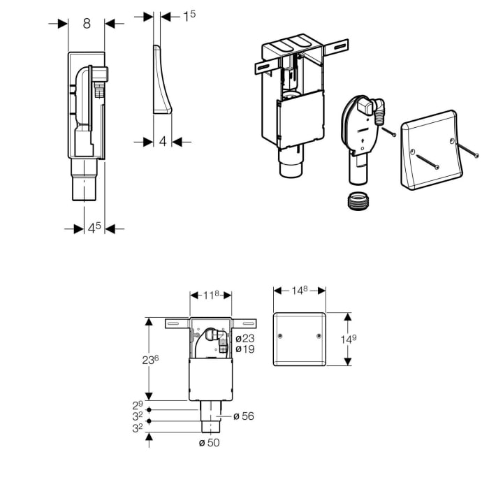 Geberit UP-Geruchsverschluss für Wasch- oder Geschirrspülmaschine
