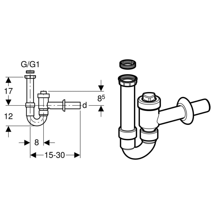 Geberit Waschtisch-Ablauf Ø 4 cm mit Rückflussverhinderung
