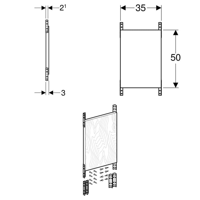 Geberit Duofix System-Montageplatte für Griff- und Haltesysteme
