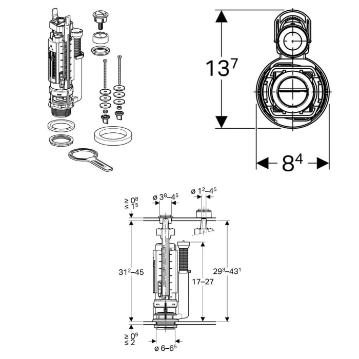 Geberit Spülventil Typ 290, 2-Mengen-Spülung