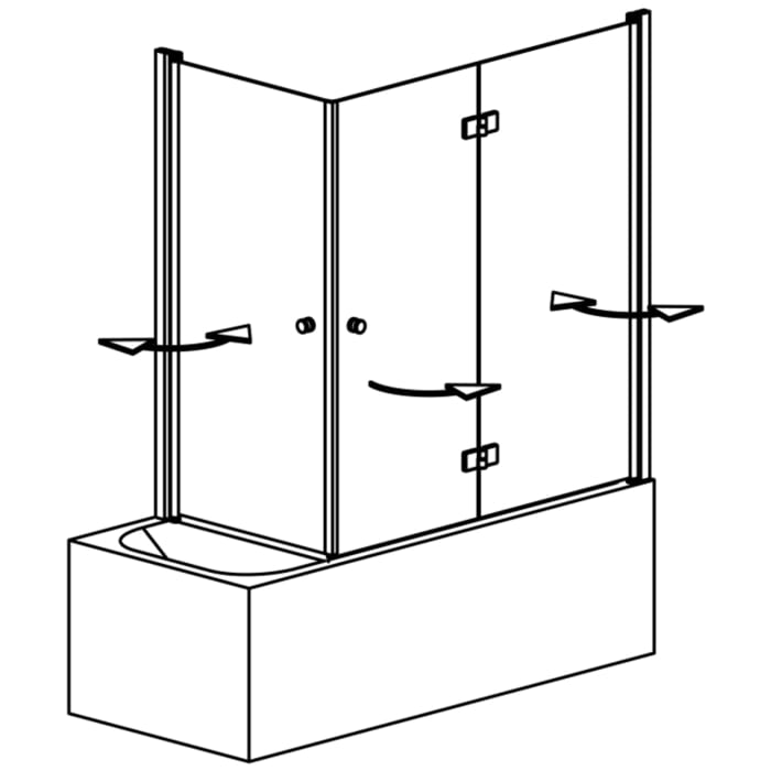GEO maw flex Badewannen-Faltwand 2-tlg. rechts mit Pendeltür mit Glasbeschichtung
