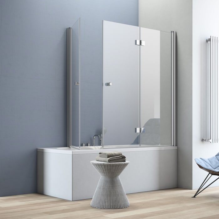 GEO maw flex Badewannen-Faltwand 2-tlg. rechts mit Pendeltür mit Glasbeschichtung