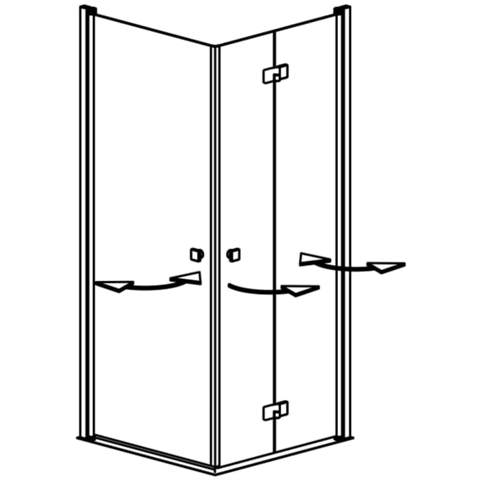 GEO maw flex Eckeinstieg 2-teilig mit Pendeltür und Drehfalttür, 90 x 80 cm mit Glasbeschichtung