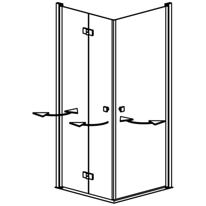 GEO maw flex Eckeinstieg 2-teilig mit Drehfalttür und Pendeltür, 90 x 80 cm