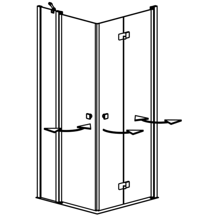 GEO maw flex Eckeinstieg 3-teilig mit Festteil/Pendeltür und Drehfalttür, 90 x 80 cm mit Glasbeschichtung