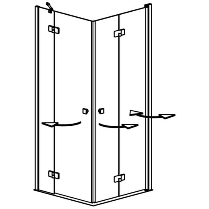 GEO maw flex Eckeinstieg 3-teilig mit Festteil/Drehtür und Drehfalttür, 90 x 80 cm mit Glasbeschichtung